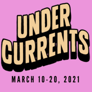 Undercurrents Logo with Festival Dates on a pink background