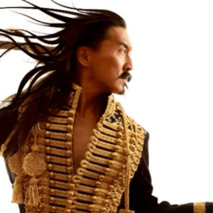 Tetsuro Shigematsu with his hair swept back in motion.