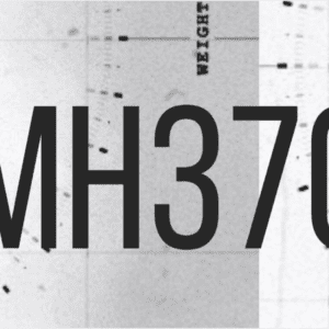 A graphic that looks like a film reel with the text MH370 over it.